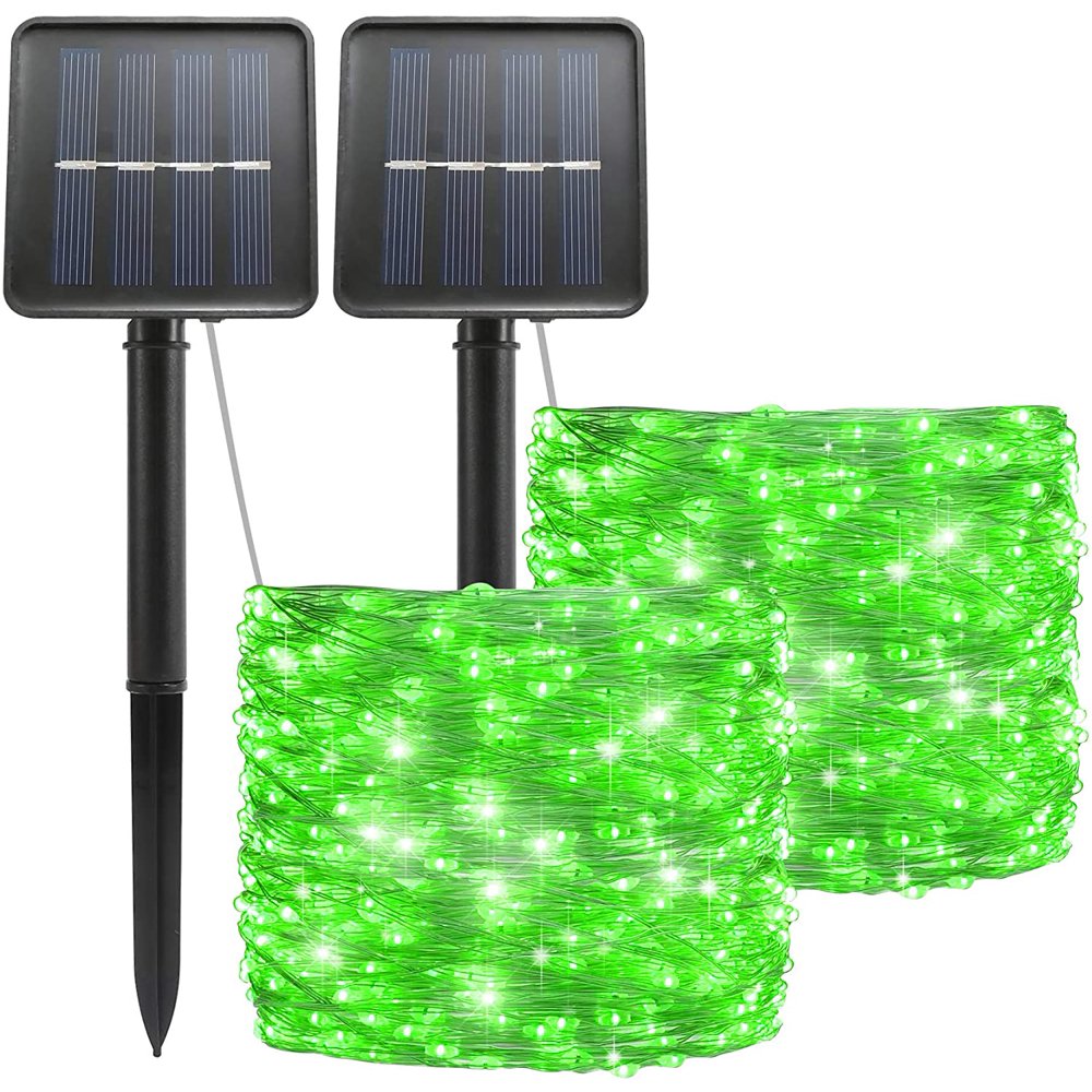 Solar St. Patrick's Day String Lights Green Outdoor Waterproof 72ft 100