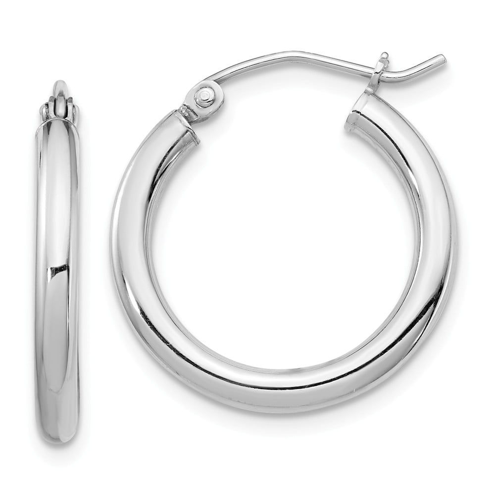 Sterling Silver Rhodium-plated 2.5mm Round Hoop Earrings 