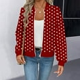 thumbnail image 3 of JTZGDY Fashion Womens Quilted Bomber Jackets Casual Tie Dye/Striped/Floral Print Long Sleeve Full Zip up Waffle Knit Cardigan Outwear Coat Loose Lightweight Dressy Jacket Red#01 M, 3 of 6