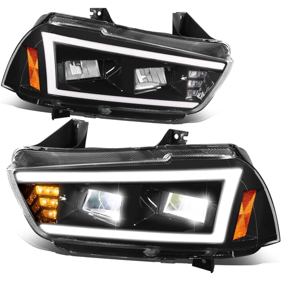 Headlights LED DRL  Turn Signal Lamp Black Housing for 2011-2014 Dodge Charger