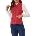 thumbnail image 4 of INSPIRE CHIC Women's Utility Cargo Vest Button Up Faux Suede Sleeveless Jacket L Dull Red, 4 of 6