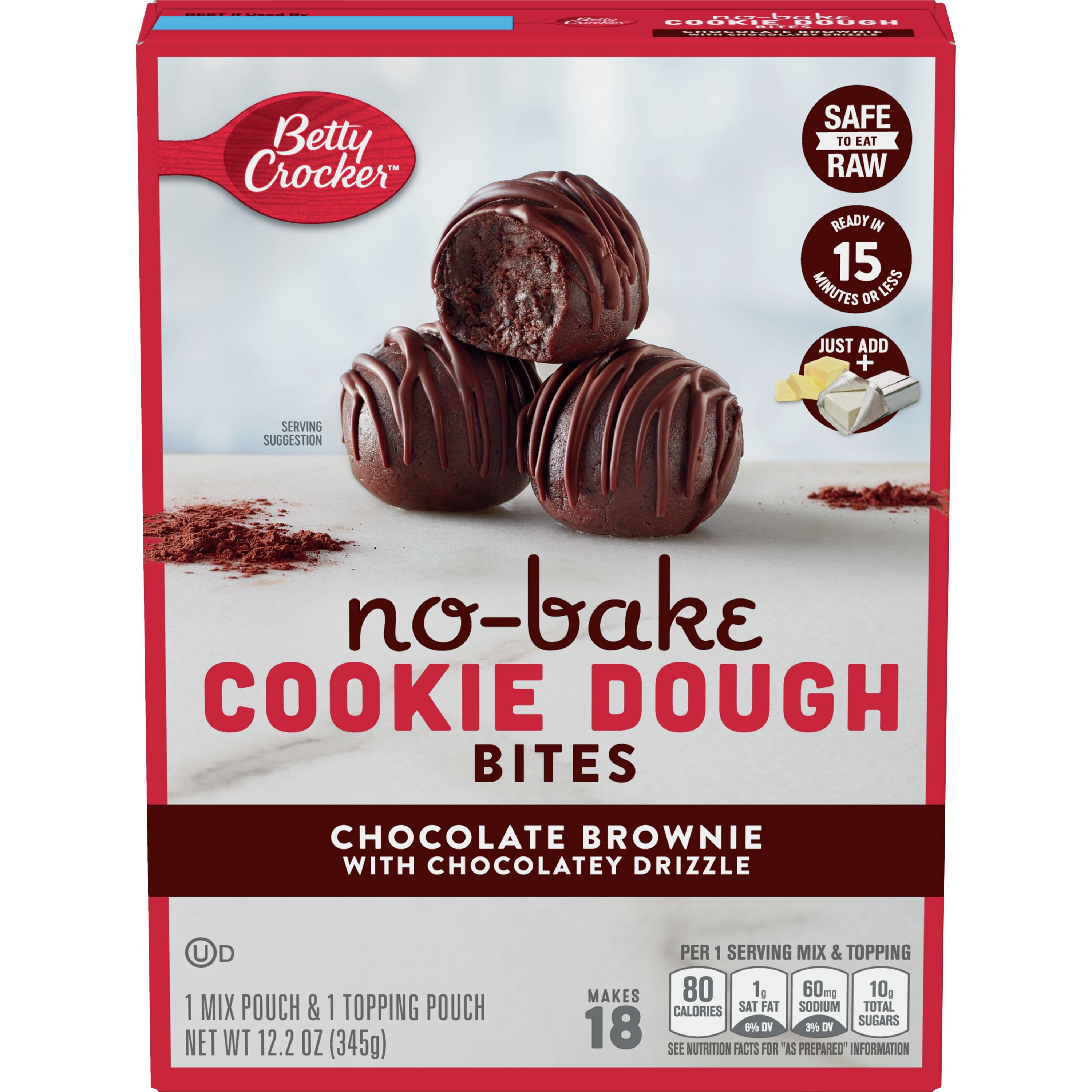 Betty Crocker Chocolate Brownie No Bake Cookie Dough Bites 12.2 Oz