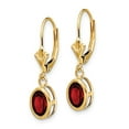 thumbnail image 2 of Auriga Fine Jewelry 14K Yellow Gold Oval Garnet Dangle Earrings for Women (L- 1.07 inch, W- 0.28 inch), 2 of 6