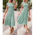 thumbnail image 6 of Maskion Women's Flutter Short Sleeve Smocked Midi Dress Summer Casual Tiered A-Line Dress,XL Light Green, 6 of 6