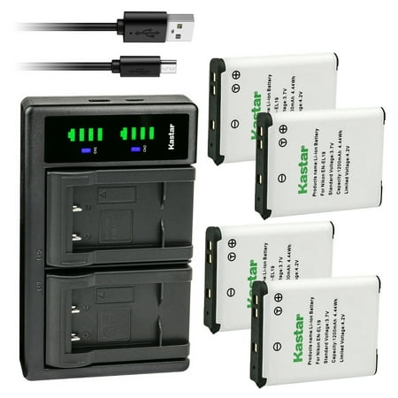 Kastar 4-Pack EN-EL19 Battery and LTD2 USB Charger Replacement for Nikon Coolpix S6900 Coolpix S7000 Coolpix S32 Coolpix S33 Coolpix A100 Coolpix A300 Coolpix W100 Coolpix W150 Camera