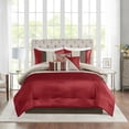 thumbnail image 2 of Madison Park 7-Piece Pintuck Bed in a Bag Comforter Set, King, Red, Amherst All Season Bedding Set, 2 of 12