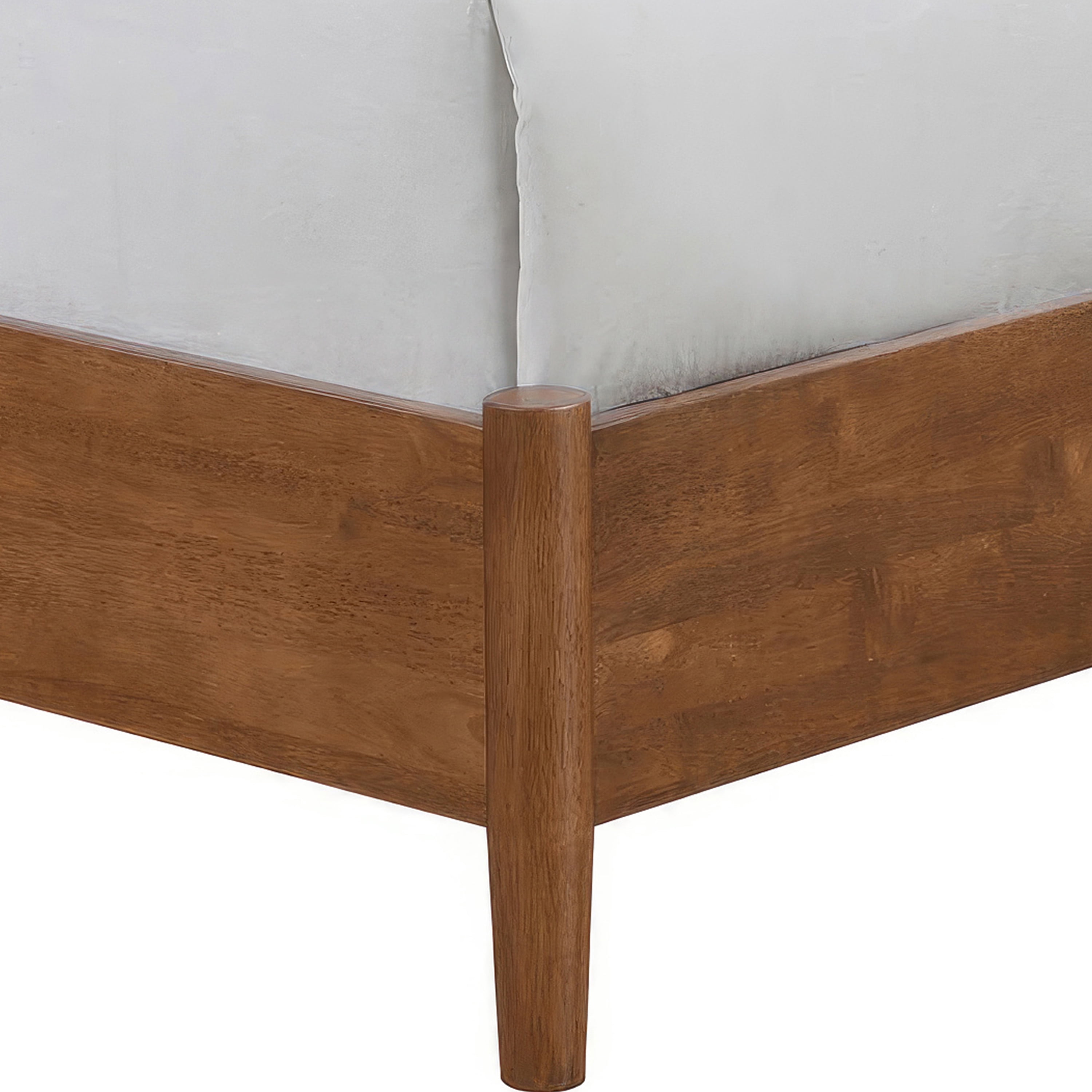Furniture of America Erik Adult Queen Boucle Fabric and Solid Wood Mattress Ready Bed, Walnut