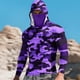 thumbnail image 1 of Ceisia Camouflage Print Hooded Top Men's Slim Fit Long Sleeve UV Protective Face Mask Shirt Purple L Gifts, 1 of 5