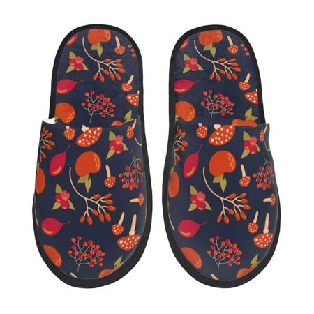 Balery Autumnal Forest Slient Indoor Furry Fleece Comfort House Shoes Soft Non-Slip Home Shoes Cotton slippers House Slippers-- Large