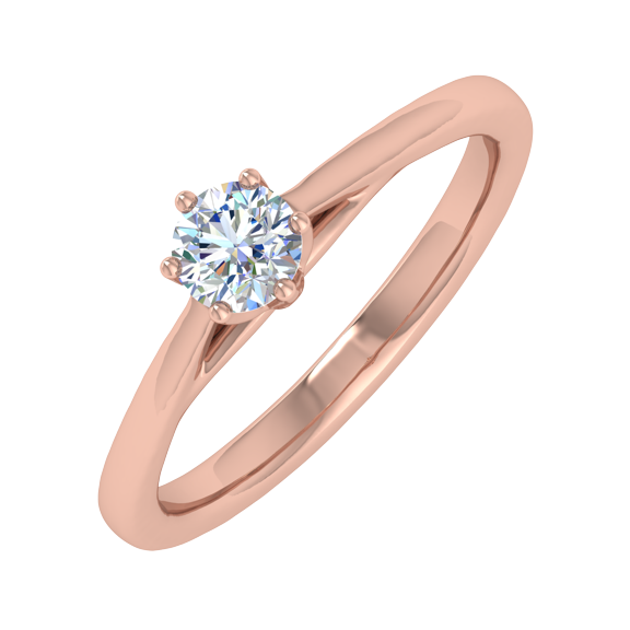 1/5 Carat Prong Set Solitaire Diamond Engagement Ring Band in 14K Rose Gold (Ring Size 6.75)