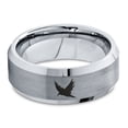 thumbnail image 2 of Tungsten Bird Flying Spreading Wings Aves Band Ring 8mm Men Women Comfort Fit Gray Step Bevel Edge Brushed Polished, 2 of 4
