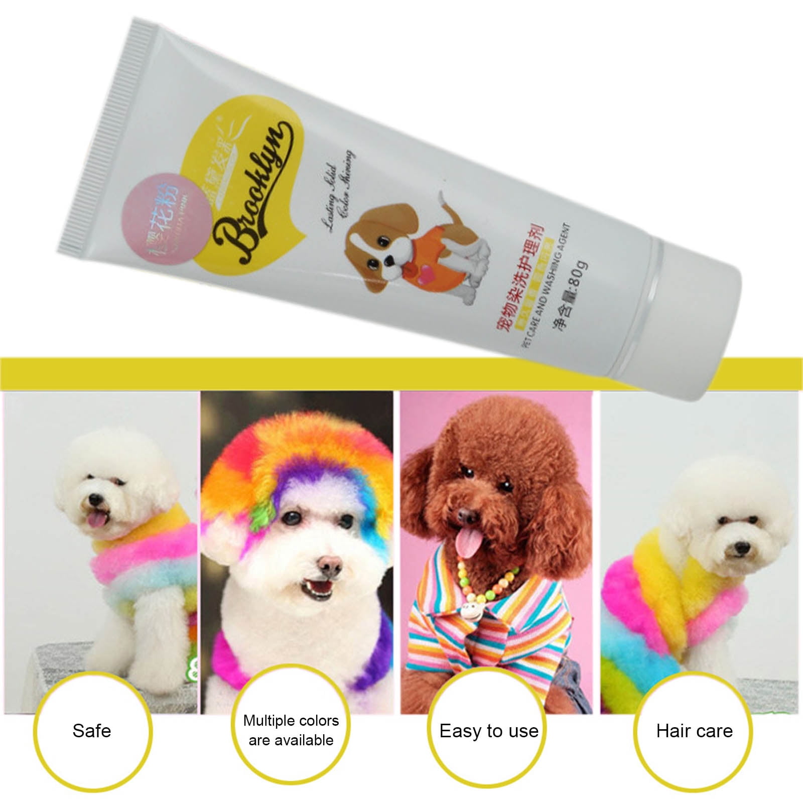 Pets Hair Dye 80g Pet Dog Cat Animals Hair Coloring Dyestuffs Dyeing Pigment Agent Hair Coloring Safe Dog Accessories Walmart