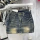 thumbnail image 3 of Falda vaquera americana de estilo nuevo de verano 2024 para mujer, minivestido sexy de cintura alta, adelgazante, con bordado en forma de A, 3 of 4