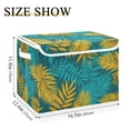 thumbnail image 3 of Foldable Fabric Storage Bin With Handle Collapsible Basket Box Storage With Lid Organizer Tropical Leaves, 3 of 7
