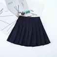 thumbnail image 3 of YUUMIN Youth Girls High Waist Classic Pleated Skirts School Mini A-line Skirt Flared Skater Uniform Navy Blue 130, 3 of 4