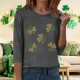 thumbnail image 6 of felwors St Patty's Day Shirt Women 2025 Casual Plus Size 3/4 Sleeve Irish Clover Shirts Funny Saint Patrick's Tunic Tops (Dark Gray, S), 6 of 7