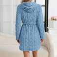 thumbnail image 4 of Women's Solid Color Long Sleeve Plush Bathrobe - Winter Warm Homewear, Blue, S, 4 of 5
