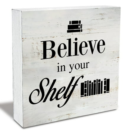 

Rustic Believe in Your Shelf Wood Box Sign Bookshelf Wooden Box Sign Farmhouse Home Desk Shelf Decor