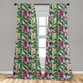 thumbnail image 5 of Ambesonne Flower Curtains, Aquarelle Lily Garden, Pair of 28"x84", Magenta Hunter Green, 5 of 5