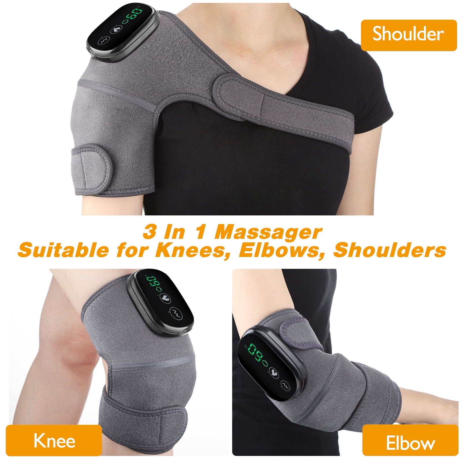 Heated Knee Massager,Shoulder Brace Wrap,Knee Heating Pad with Vibration, 3 Adjustable Eletric Knee Brace Wrap for Stress Relief 1 Pcs
