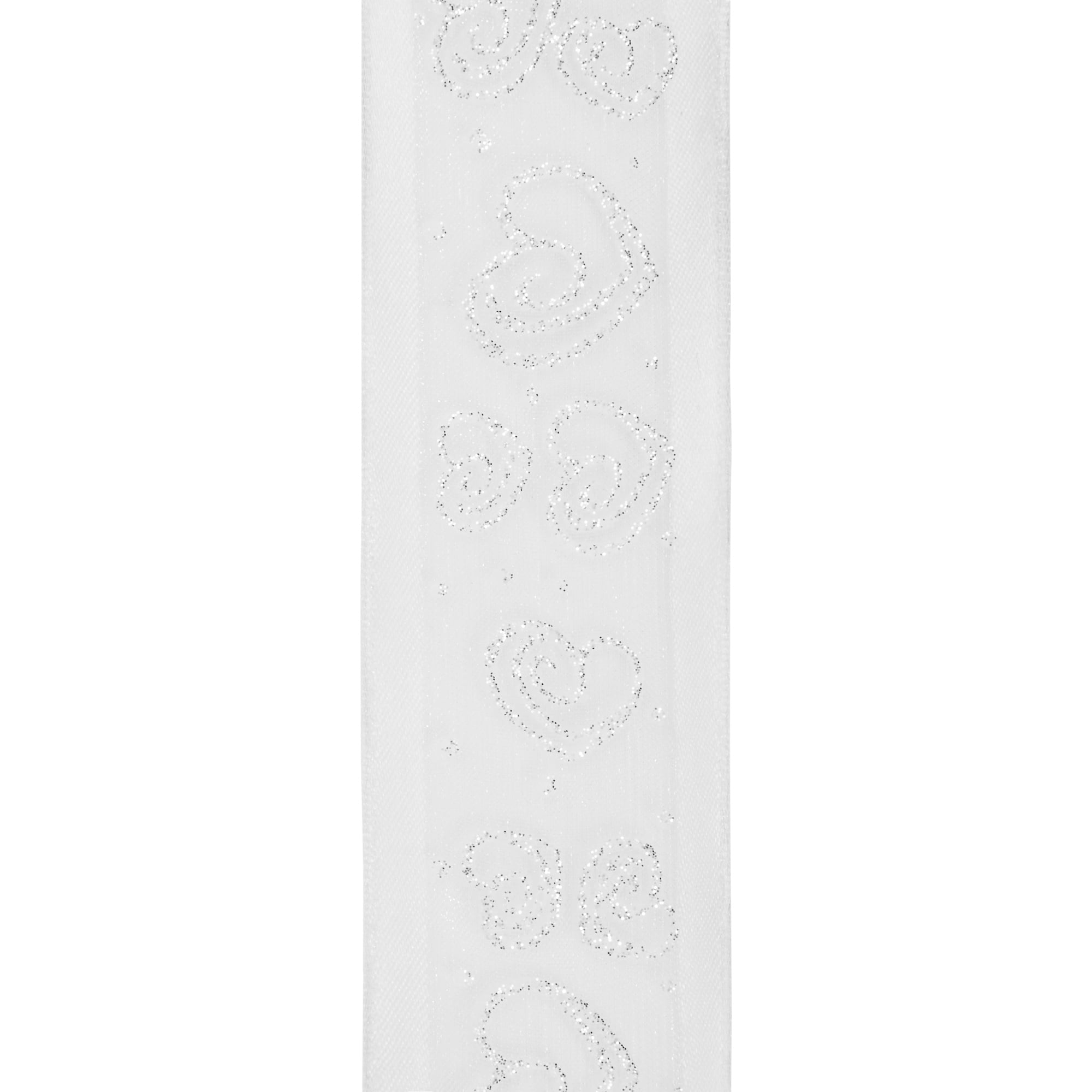 Offray Ribbon, White 1 1/2 inch Wired Edge Sheer Sheer Ribbon, 9 feet