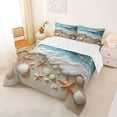 thumbnail image 2 of jejeloiu Sea Beach Full Size Comforter Sets For Girls,Starfish Shell Print Bedding Comforter Set,Teal Beige,Reversible,3-Piece,1 Comforter and 2 Pillowcases, 2 of 7