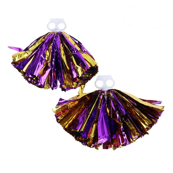KAKOWELY Cheer poms2 Pcs Plastic Ring Pom Poms Cheering Squad Spirited Fun Cheerleading Kit Cheer Poms for Both Kids College and High School Competition Cheering Sports Events- Purple and Gold (30cm)