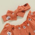 thumbnail image 5 of Okbabeha Baby Girl Halloween Outfits,Linen Pumpkin  one-piece  Long Sleeve Ruffle Romper Bow Headband Newborn Infant Fall Clothes, 5 of 8
