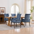 thumbnail image 2 of PAPROOS Upholstered Dining Chairs Set of 4, Chenille Fabric Tufted Dining Room Chair with Curved Solid Wood Legs, Modern Accent Dining Chair with Arm, Armchair for Kitchen, Living Room, Blue, 2 of 9