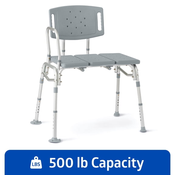 Medline Bariatric Shower and Bathtub Chair Transfer Bench, Sturdy, 500 lb Weight Capacity, Aluminum, Gray