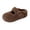 Coffee, variant on Women's Thick Plush Slip On Mary Jane Mules, Shiny Metal Buckle Platform Slides, Round Toe Cozy Winter Daily Office Mules Beige