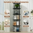 thumbnail image 6 of Flycity 5 Tier Rotating Bookshelf, 360° Display Rotating Bookcase Corner Storage Rack with Special Visible Partition Storage, Black, 6 of 9