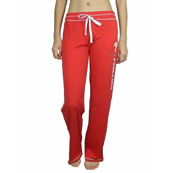 Adult Women PHILADELPHIA Lounge pants / Yoga Pants with FOIL PRINT Medium Red (Size Medium)