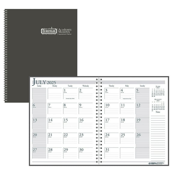 2025-2026 House of Doolittle 8.5" x 11" Academic Year Monthly Planner Charcoal (226503-26)