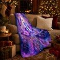thumbnail image 3 of Purple Butterfly Golden Filigree Scene, Ethereal Fantasy Style for Butterfly Lovers, Pumpkin Armchair Display and Halloween Gift, Cozy Flannel Blanket, Home Decor, 3 of 9