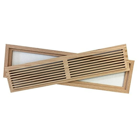 4 Inch x 30 Inch White Oak Hardwood Vent Floor Register Flush Mount with Frame, Slotted Style, Unfinished
