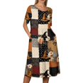thumbnail image 4 of Women's Halloween Themed Casual Dress, Round Neck with Pockets Style , Everyday Outings, Halloween Print Casual Dress for Ladies Black L, 4 of 6