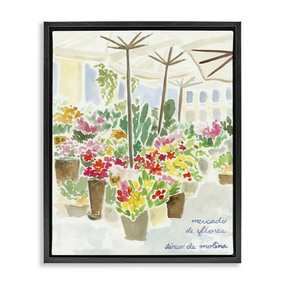 Stupell Industries Assorted Florals Scenery Scenic & Cityscapes Painting Black Floater Framed Canvas Art Print Wall Art, 17 x 21