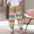 thumbnail image 2 of Fall for Savings ! BVnarty Casual Pants for Women Comfy Lounge Casual Loose Mid Waist Irregular Legs Floral Printed Fashion Fall Winter Long Trousers Pocket Orange S, 2 of 5