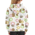 thumbnail image 6 of Xoenoiee Girls Hoodies Long Sleeve Hooded Sweatshirt for Kids Long Sleeve Pull-Over Hoodies with Kangaroo Pocket for Travel Workout Walk, Splatter Donut Sloth Pattern, XL, 6 of 7
