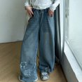 thumbnail image 4 of JLMSPLWG Kids Baggy Pants Wide Leg Jeans Girls Cute High Waist Pants Tween Girls Personalized Straight Casual Jean Toddler Girl Clothes, 4 of 9