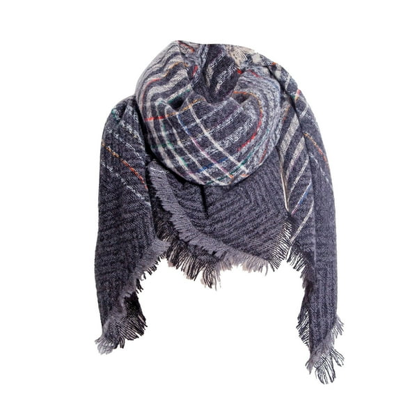 beishanbush Scarf Women Fall Winter Scarf Tassel Plaid Scarf Warm Soft Large Blanket Wrap Shawl Scarves Grey