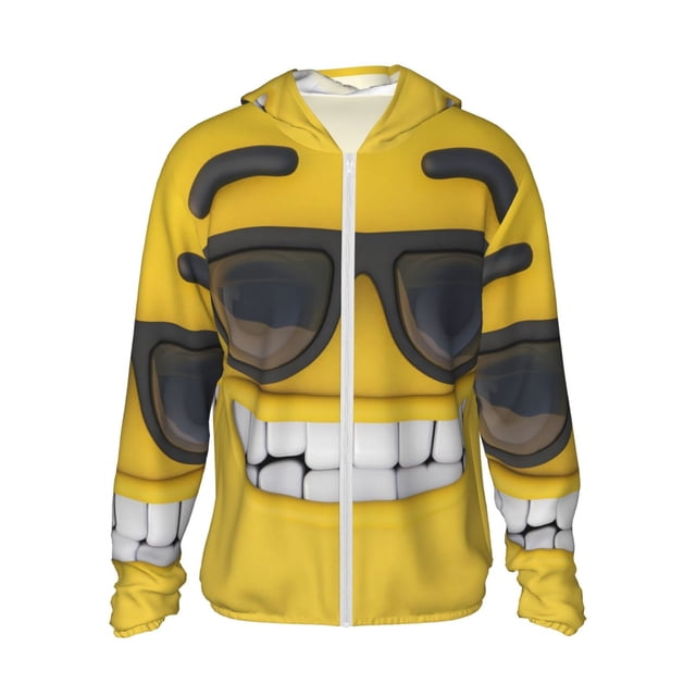 Balery Smiling With Sunglasses Sudadera ligera de manga larga con capucha y protección solar UPF 50+ para hombre y mujer, ideal para pesca y running-Small