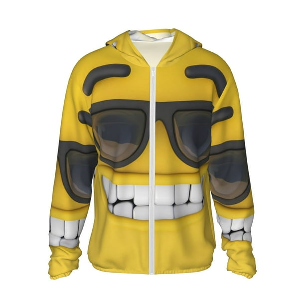 Balery Smiling With Sunglasses Sudadera ligera de manga larga con capucha y protección solar UPF 50+ para hombre y mujer, ideal para pesca y running-3X-Large