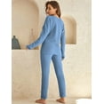thumbnail image 6 of Ekouaer Womens Waffle Knit Pajamas Long Sleeve Lounge Set Button Up Pjs Loungewear with Pockets, 6 of 9