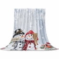 thumbnail image 2 of Christmas Throw Flannel Blanket 60x80In Cute Winter Snowman Snowing Scenery Wood Grain Super Soft Cozy Bed Blanket, Lightweight Plush Fuzzy Bed Throw for Bedroom Sofa Couch Living Room, 2 of 4