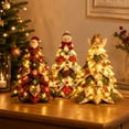 thumbnail image 6 of Quilted Fabric Christmas Tree Decoration, Patchwork Tabletop Xmas Tree with Character Topper, Light-Up & Non-Lit Holiday Centerpiece for Mantel, 6 of 7