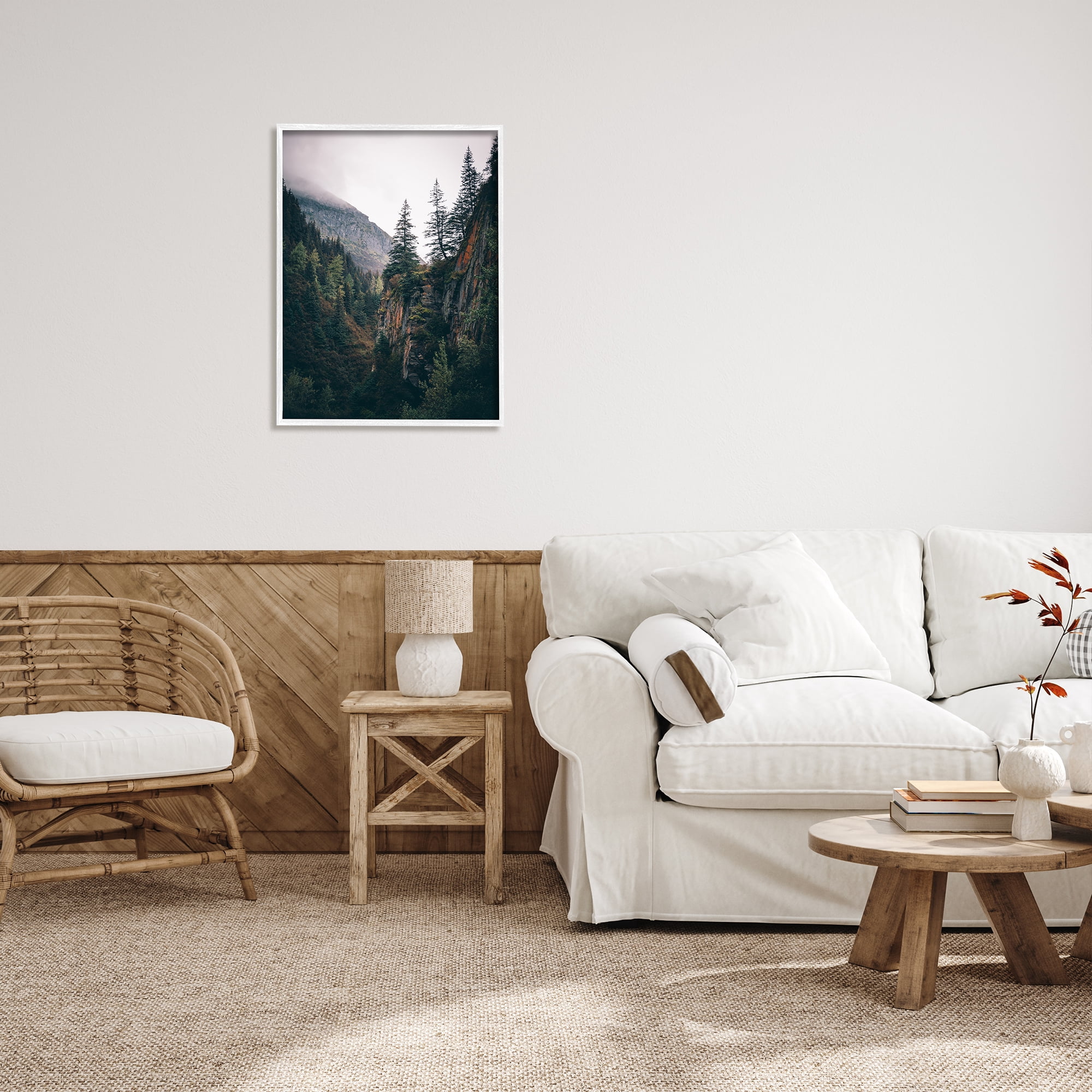 Stupell Industries Rustic Mountain Landscape Landscape Photography White Framed Art Print Wall Art, 24 x 30