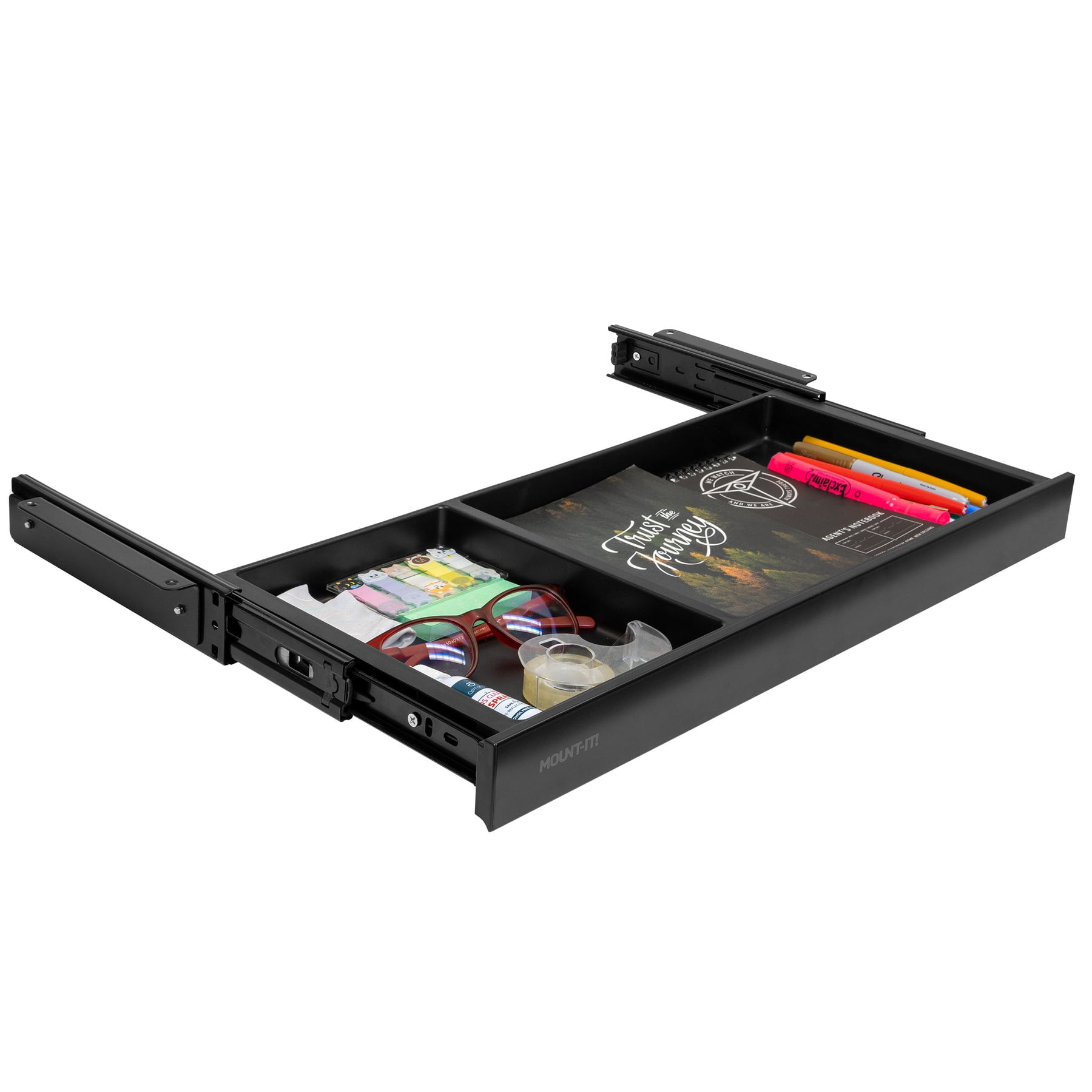 Mount-It! Under Desk Drawer - Shallow, securely beneath your tabletop for seamless storage expansion, Black