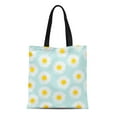 thumbnail image 1 of JSDART Canvas Tote Bag Yellow Daisy Floral Daisies Flowers Blue Pattern Spring Fresh Reusable Shoulder Grocery Shopping Bags Handbag, 1 of 1